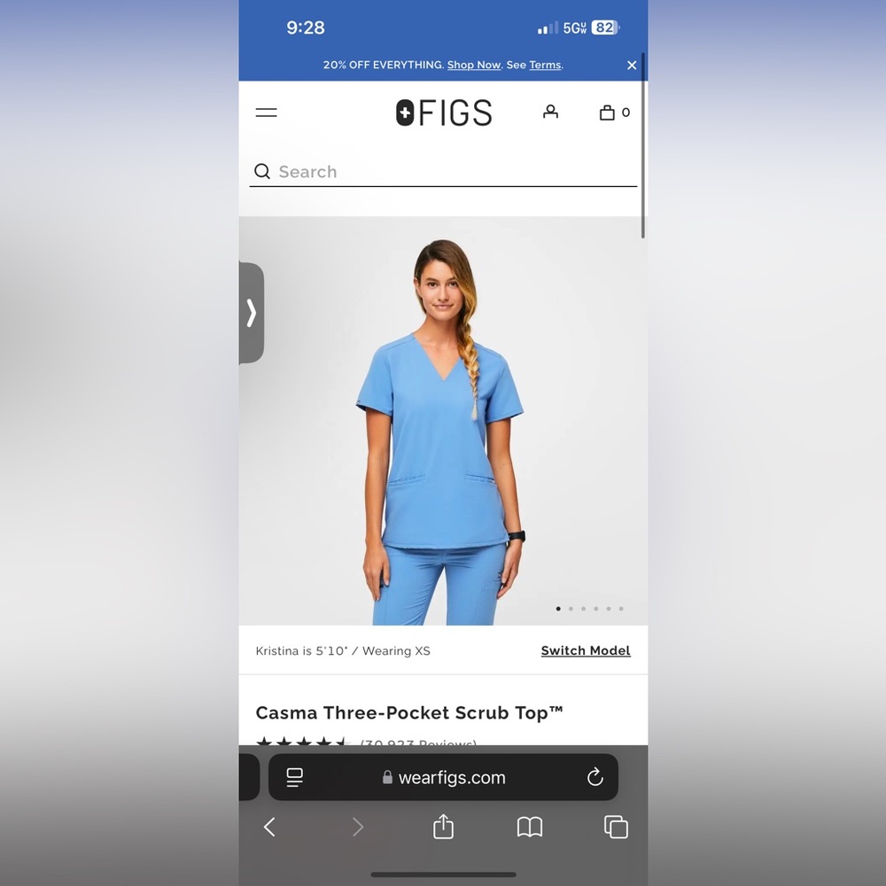 Figs Cecil Blue Scrub Top (Small)